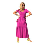 Vestido Midi Verao Manga