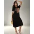 Vestido Midi Viscolycra Moda Cristã Estampa Leão Judá Fenda