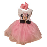 Vestido Minnie Minie Luxo Rosa Aniversario