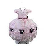 Vestido Minnie Rosa Infantil Luxo Com