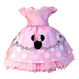 Vestido Minnie Rosa Luxo Tamanho 1 A 3 Anos
