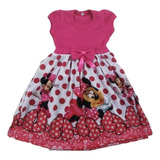 Vestido Minnie Rosa Personagem Infantil Roupa Fantasia Festa