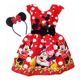 Vestido Minnie Vermelha Vermelho Luxo