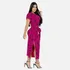Vestido Moda Blogueira Midi Fenda Lateral Estampado Amarrar