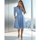 Vestido Moda Evangelica Rodado