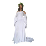 Vestido Noiva Medieval Casamento Mangas Longas Luxuoso