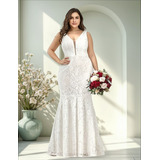 Vestido Noiva Plus Size Longo 42 Renda Formatura Civil Festa