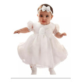 Vestido Para Batizado Bebe Com Tiara Analu