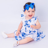 Vestido Para Bebê Menina Festa Luxo 100 Algodão