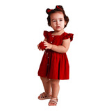 Vestido Para Bebe Menina Rodado Festa De Natal Algodão Luxo