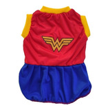 Vestido Pet Femea Malha Mulher Maravilha Tamanho G