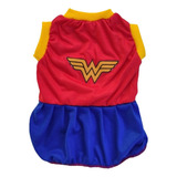 Vestido Pet Femea Malha Mulher Maravilha Tamanho Pp
