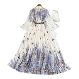 Vestido Plissado Estampado