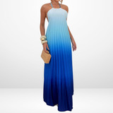 Vestido Plissado Longo Degrade