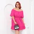 Vestido Plus Size Curto Ombro A Ombro De Viscolinho