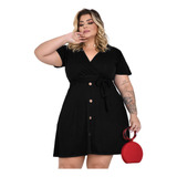 Vestido Plus Size Feminino Curto Com