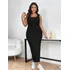 Vestido Plus Size Longo Canelado Regata Confortável Versátil