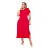 Vestido Plus Size Moderno Bolso Mídi Moletinho Fenda Básico