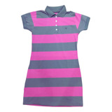 Vestido Polo Feminino Listrado Curto Moda