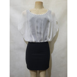 Vestido Preto Branco Tam