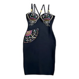 Vestido Preto Feminino Bordado