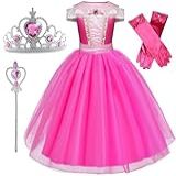Vestido Princesa Rosa Infantil Aniversário Fantasia Roupa Luxo Longo E Kit TAM 06 Veste 4 Anos 