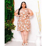 Vestido Regata Estampado C/ Cinto Moda Evangélica Plus Size