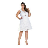 Vestido Renda Sem Manga 44 Festa Plus Size Casamento Civil