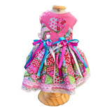 Vestido Rosa Fantasia Caipira Caipirinha Pet Festa Junina