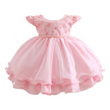 Vestido Rosa Infantil Renda Florido Roupa Festa Bebe Daminha