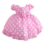 Vestido Rosa Minnie Fantasia Infantil De Festa Luxo Baby