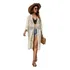 Vestido Saída De Praia Canga Longa Bordado Renda Kimono 2817