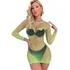 Vestido Sexy Meia De Corpo Fantasia Erótica Verde Neon Rede
