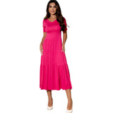 Vestido Soltinho Midi Manga