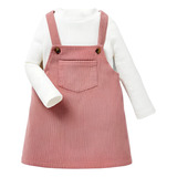 Vestido Suspensório C/ Blusa Manga Longa
