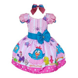 Vestido Temático Galinha Pintadinha Rosa Bufante