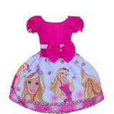 Vestido Temático Infantil Barbie Varias Personagem