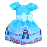 Vestido Temático Infantil Festa Nossa Senhora Aparecida Lind