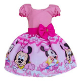 Vestido Temático Infantil Menina Minnie Baby Pronta Entrega
