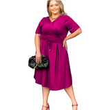 Vestido Transpassado Moda Plus