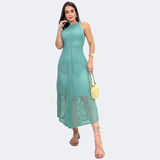 Vestido Tricot Midi Rendado