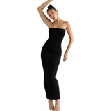 Vestido Tubinho Fenda Longo Reto Tomara Que Caia Casual Luxo
