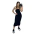 Vestido Tubinho Midi Tomara Que Caia Canelado Modelador