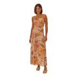 Vestido Tule Estampado Ilha