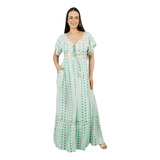 Vestido Viscose Longo Manga