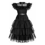 Vestido Wandinha Fantasia Infantil Festa Halloween Carnaval