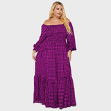 Vestido Xadrez Feminino Manga