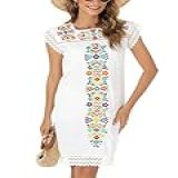 Vestidos Casuais De Verão Para Mulheres Vestido Mexicano Camponês Midsommar Tradicional Bordado Babados Saída De Praia Preto E Branco Branco A M