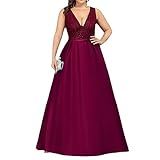Vestidos Femininos De Formatura De Noite Com Lantejoulas Decote Em V Sem Mangas Casamento Dama De Honra Coquetel Vestido Longo Para Noiva Vestido De Verão, Vermelho Rosa, Xgg