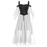 Vestidos Medievais Para Mulheres Vestidos De Baile Vitorianos Vintage Vestido De Halloween Espartilho Irlandês Vestido De Malha Com Ombro Vazado Halloween Preto 5G
